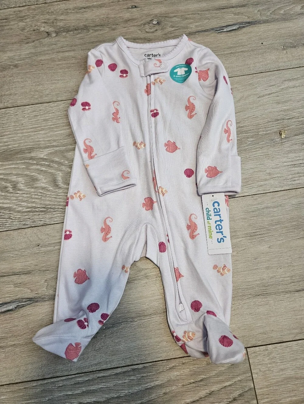 NWT Lot 5 Carters Child Of Mine Baby Girl Footed Sleep Play Pajamas 0-3 Months
